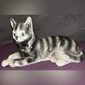 Vintage Erphila Germany Porcelain Striped Cat